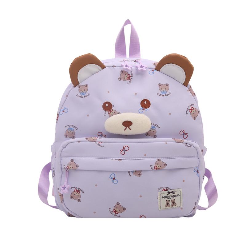 Schoolbag cartoon three-dimensional bear children's backpack printed kindergarten baby school bag boys and girls outdoor leisure backpack bag