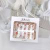 2024 New 24Pcs One Box Wearable Press On Fake Nails Butterfly Pearl Bowknot Flower Fashion Wear Nail Wedding Party Nail Patch