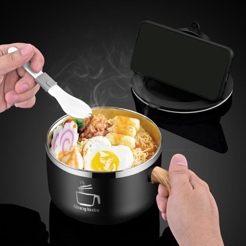 Portable Stainless Steel Noodles Bowl with Delicate Designs Durable Ramen Bowl for Home Office and School Use