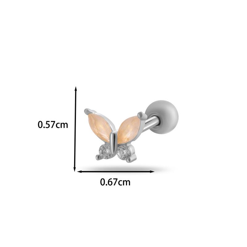 Henson Koppar Zirkon Blomma Hjärta Fjäril Rostfritt Stål Broskpiercing