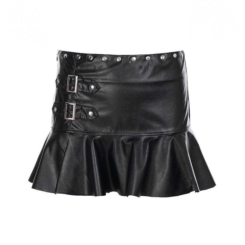 Minigonna Punk Rivettata in Ecopelle da Donna Europea & Americana - Sexy Moda Autunnale