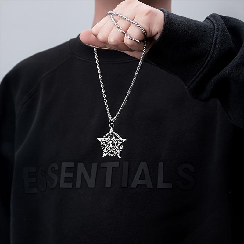 Pentagram Men's Skull Pendant Jewelry European and American Accessories Necklace Pendant