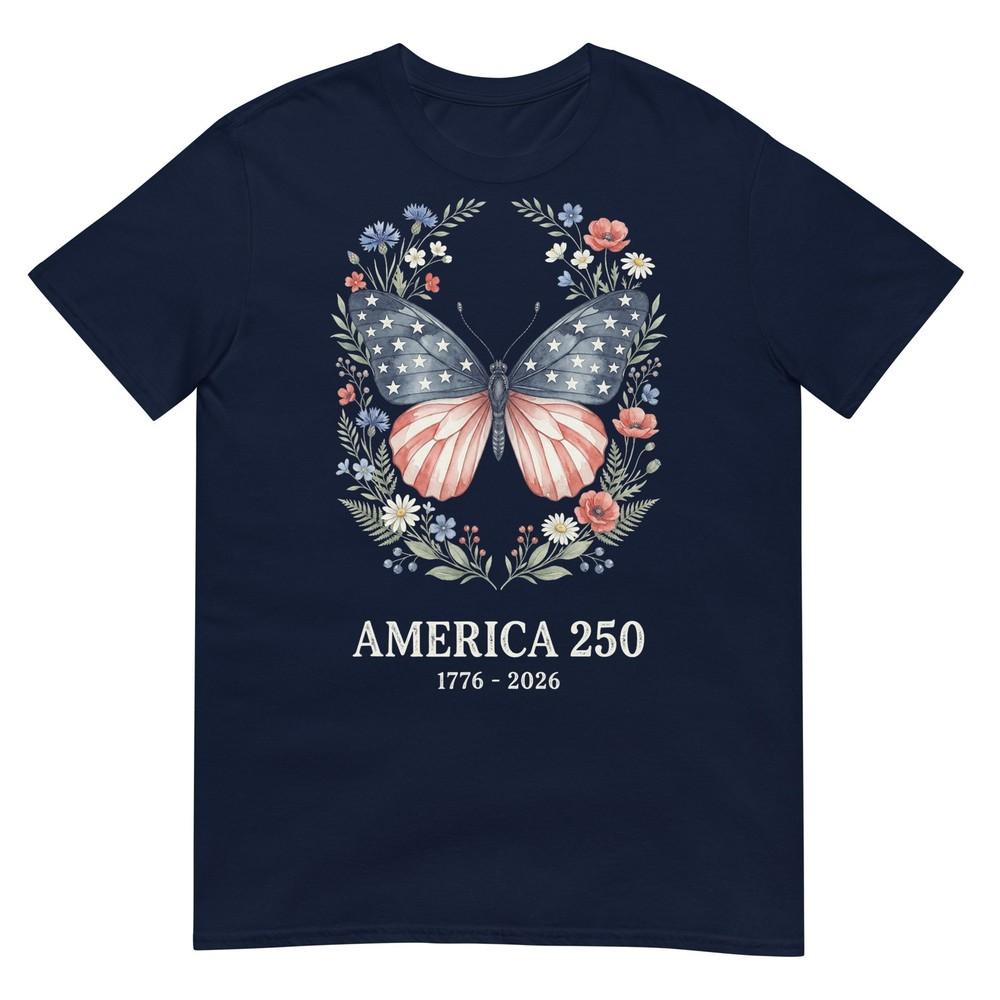 America 250th Anniversary Usa Patriotic Butterfly Tshirt S