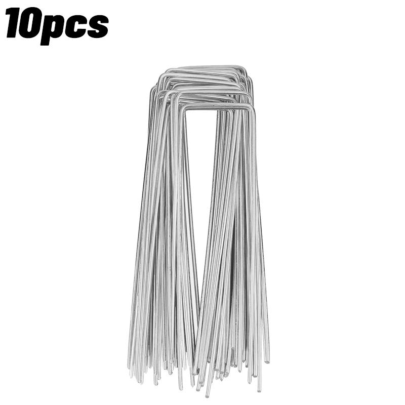Galvanized Steel Garden Stakes U-Shape Landscape Pins Staple Ground Nail Fence Irrigation Tubing Film Fixed Pegs Gardening Tools