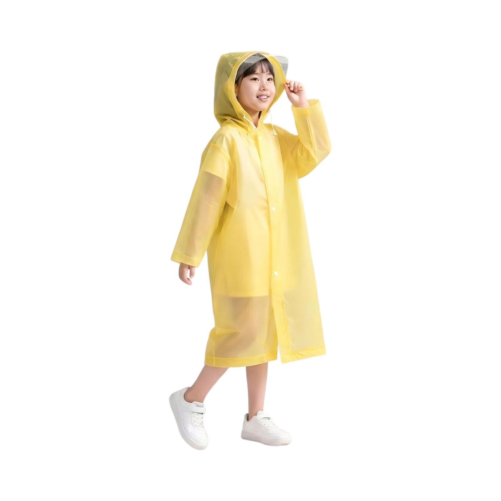 

Kids Disposable Long Raincoat Outdoor Travel Hiking Waterproof Hooded Poncho Lightweight Durable Rain Gear for Children One Size жовтий