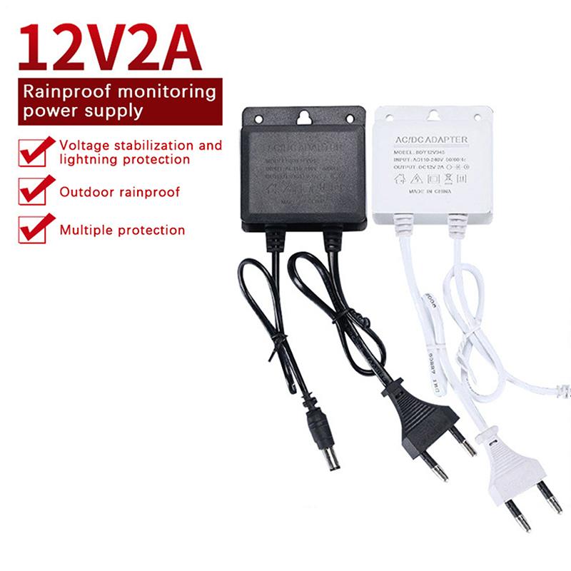 Quality Waterproof Power Adapter for NVR DVR; EU/US Plug; DC12V 2A; AC100V-240V Input