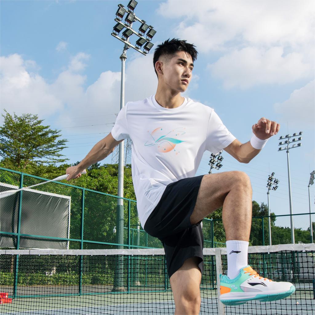 Li Ning Ping Pong Elite Series Logo Print Round Neck Quick-Dry Short Sleeve T-Shirt Unisex T-Shirt Standard-White ATST029-1