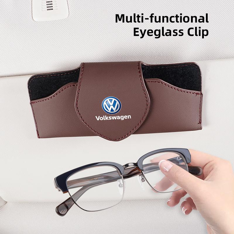 hijk1 Car Sun Visor Glasses Case Sunglasses Holder For VW Golf Amarok T5 Phaeton GTI Teramont Tiguan Car Interior Accessories keychain