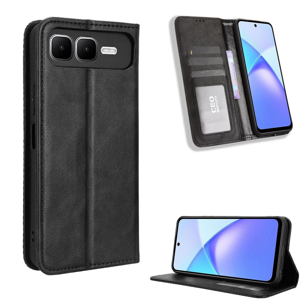 For Infinix Smart 10 Plus Leather Case Wallet Stand Retro Texture Phone Cover