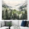 TUGCAY Misty Mountain Forest Tapestry, Green Nature Foggy Watercolor Tree Tapestries Landscape Scenery Tapestry Wall Hanging for Bedroom Living Room