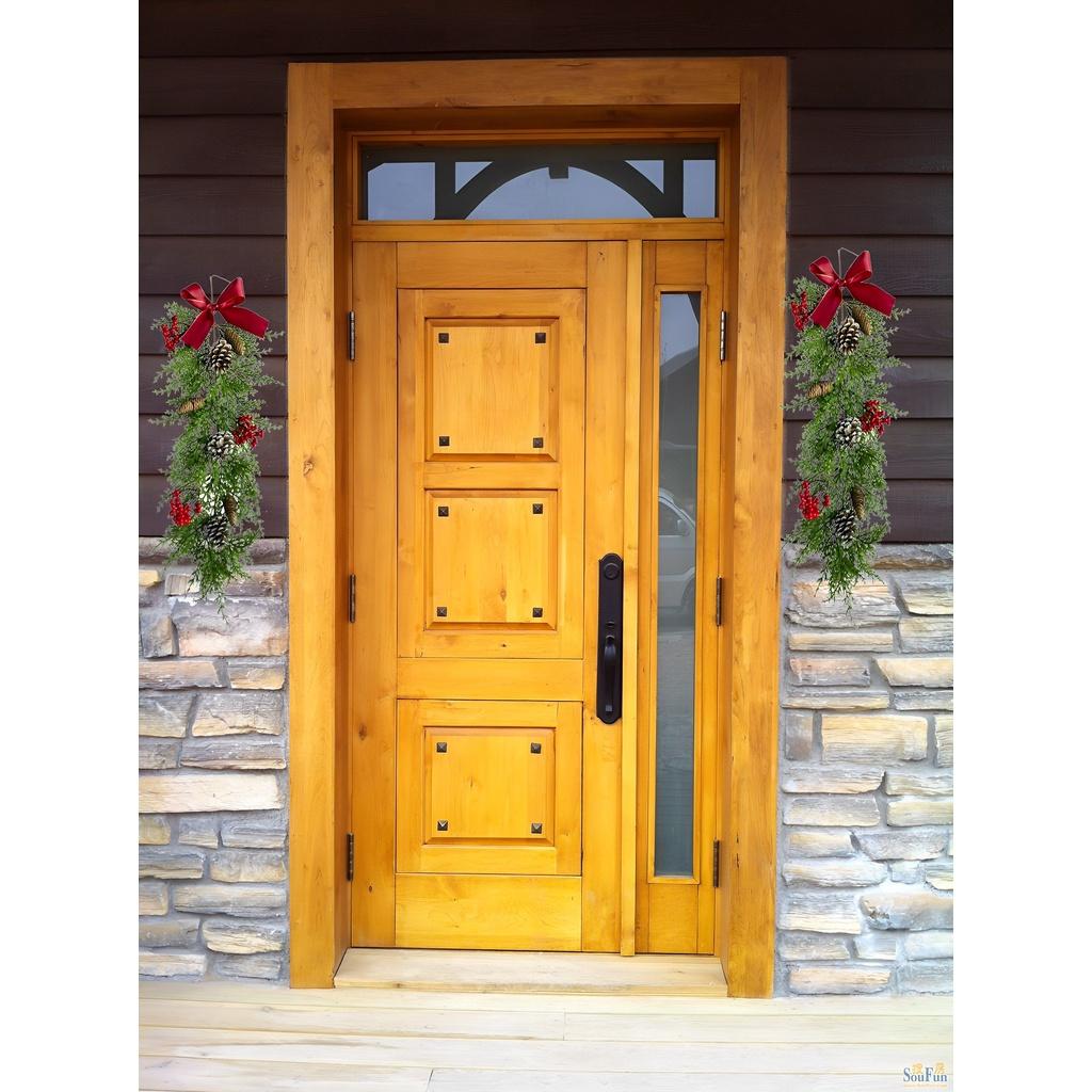 Christmas Rattan Wreath Garland With Berry And Flowers- Diy Fireplace Decor And Tree Ornament