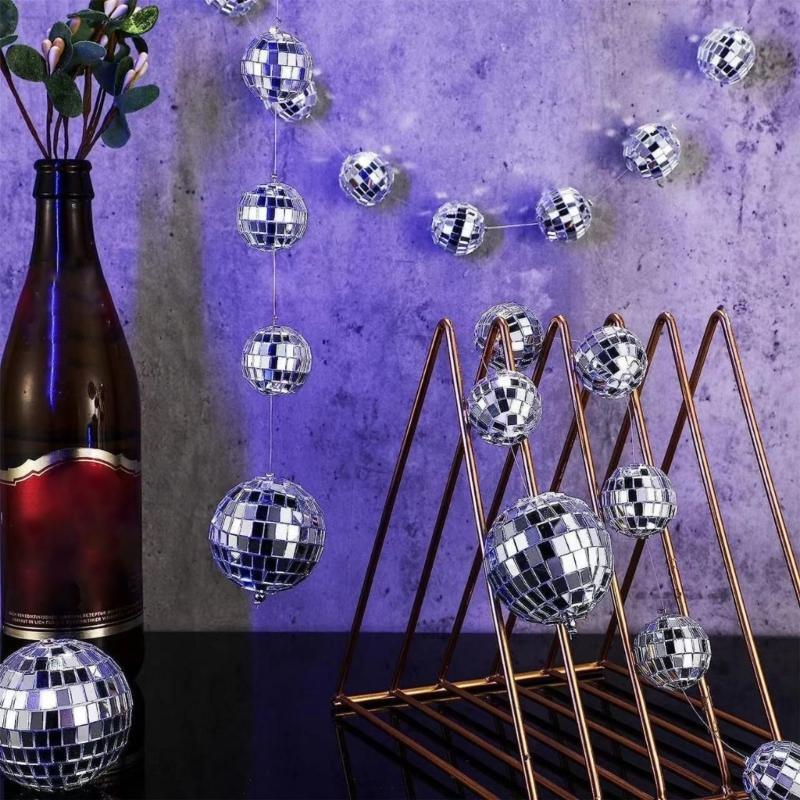 Reflective Disco Ball Decoration Metallic Ball Hanging Ornaments For Christmas Tree Ceiling Display Birthday Wedding Party Decoration