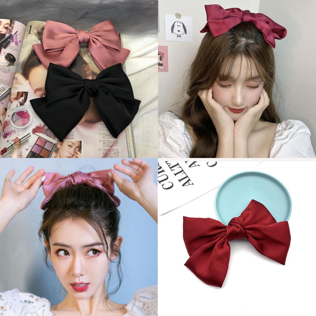 Chic Satin Ribbon Hairpins With Large Bow For Stylish Women And Girls