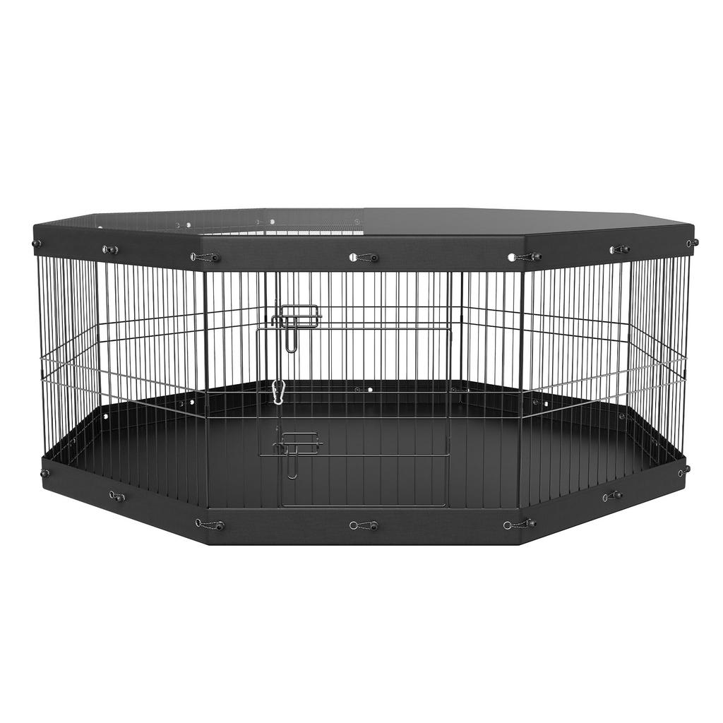 VEVOR Dog Playpen, 8 Panels Foldable Metal Dog Exercise Pen with Top Cover and Bottom Pad, 61 Cm H Pet Fence Puppy Crate Kennel