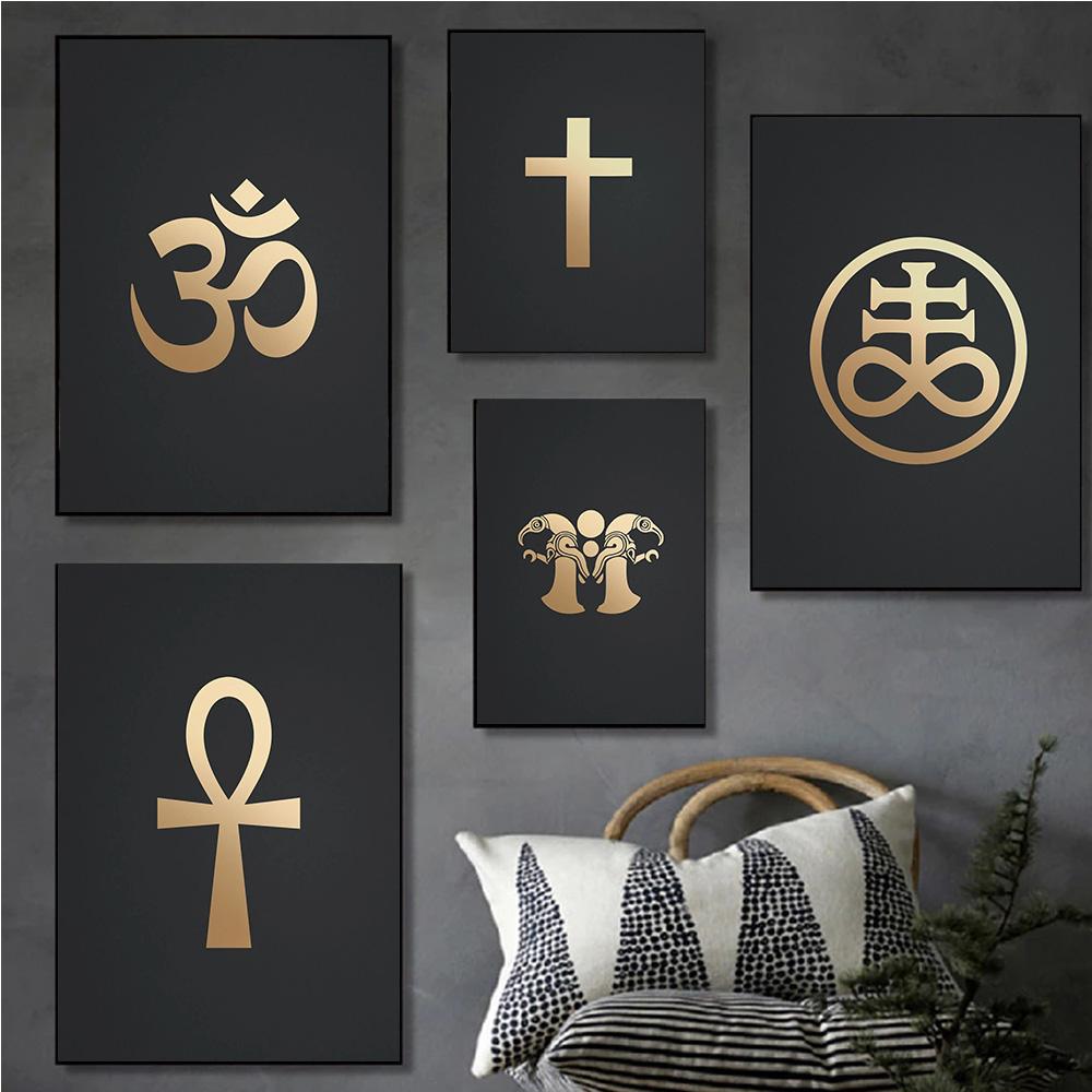Clean Metal Symbols Egypt Abstract Prints Poster Canvas Painting Modern Wall Art Picture For Living Room Bedroom Home Decoration