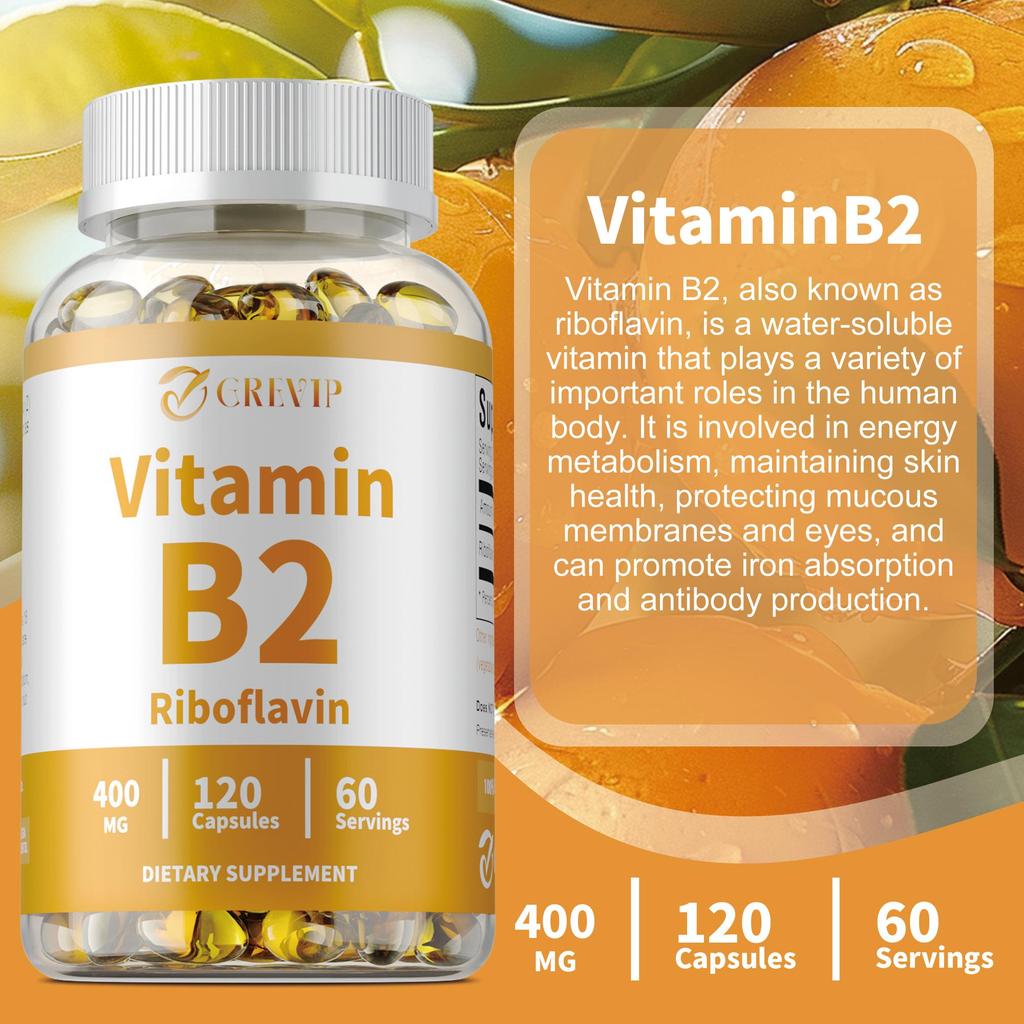 Grevip - 400 mg Vitamin B2 (Riboflavin) Capsules