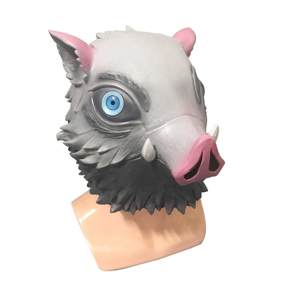 Demon Slayer mask headgear, Inosuke Hashibira pig head mask, Halloween anime performance costume prop Zuihei Inosuke Pig Head A