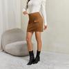Women's High Waist Skirt with Double Pockets and Zipper - Bodycon Casual Short Skirt