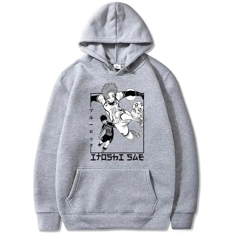 Autumn Winter Long Sleeves Hooded Sweatshirts Manga BLUE LOCK Itoshi Sae Hoodies Men Women Loose Anime Street Hoody