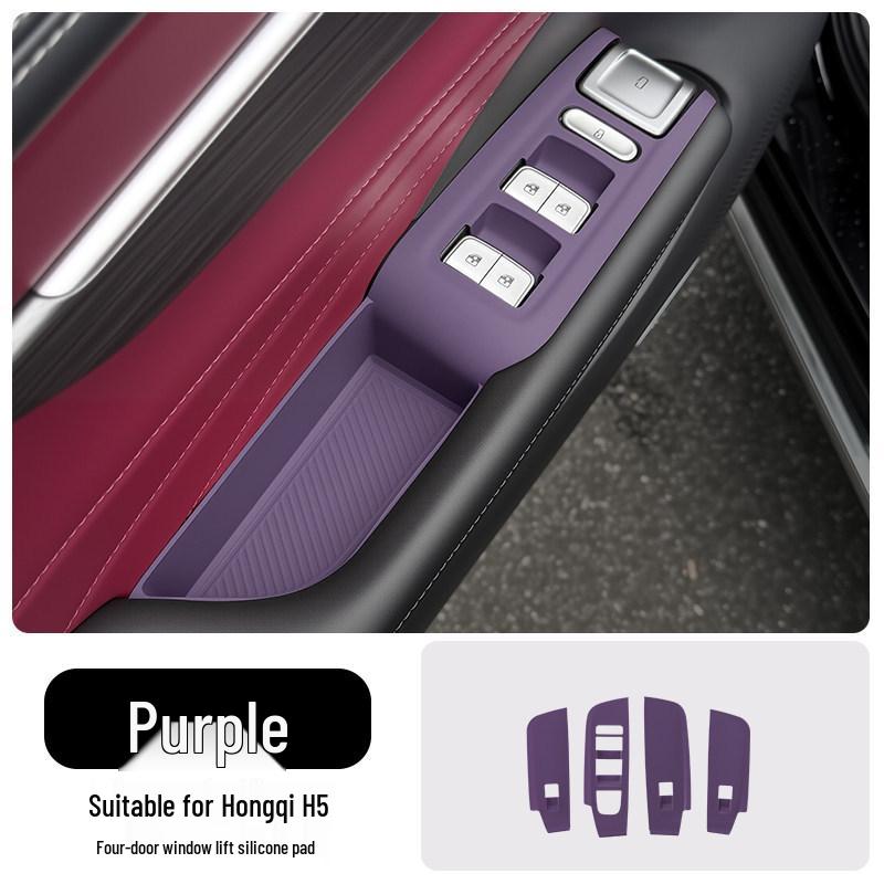 Silicone Protective Mat for 26 Hongqi H5 Models: Door Handle Grip, Slot Storage, & Window Lift Panel