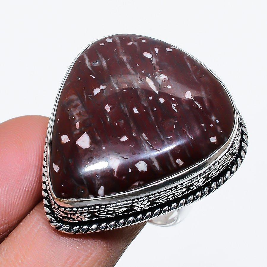 

Кольцо из серебра 925 пробы с натуральным капучино-яшмовым драгоценным камнем, размер 9,5 a8u78