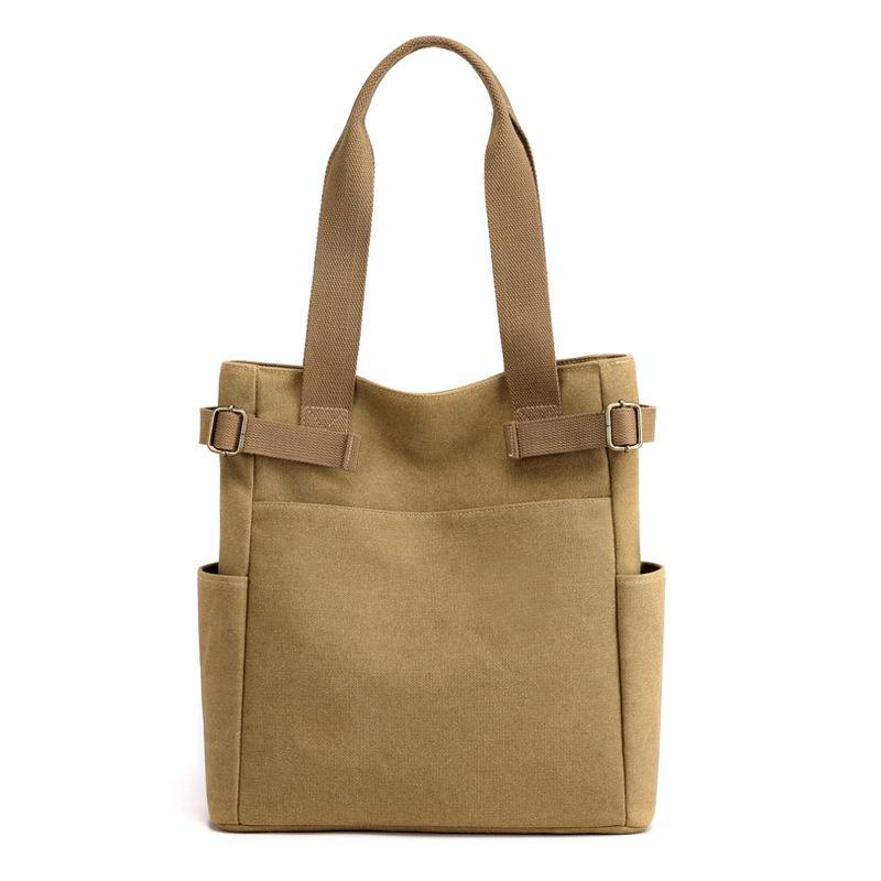 

Одноплечная сумка Простая для поездок Сумка-тоут большой вместимости Повседневная сумка для покупок хаки