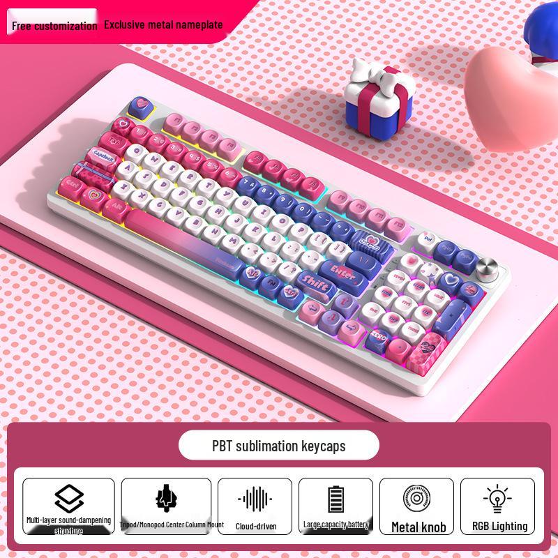 98-Key RGB Wireless Bluetooth Triple-Mode Mechanical Keyboard - Gaming, Esports & Office Customization Screen