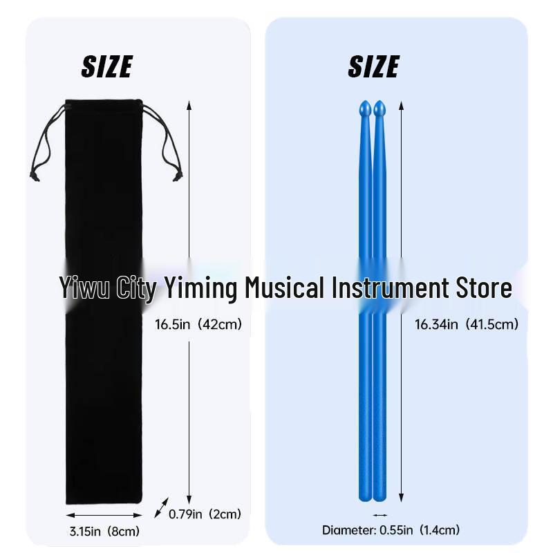 Set of 2 Luminous 5A Fluorescent Nylon Drumsticks with Storage Bag for Jazz Drumming