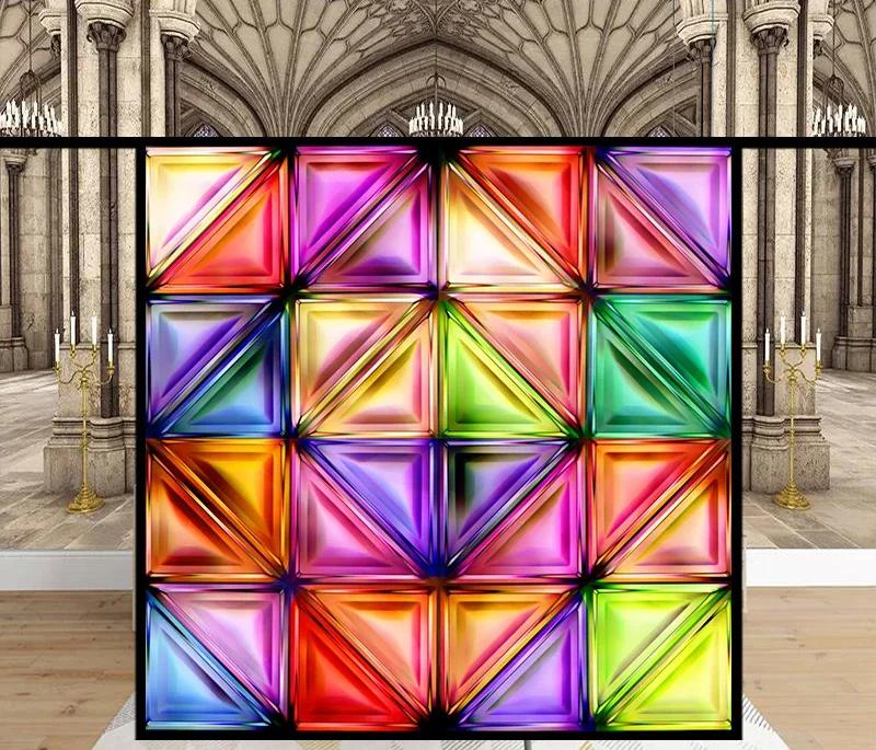 Stained Glass Window Stickers, Privacy Film, Church Style, Static Cling, Decorative Frosted Window Films, Customized Size