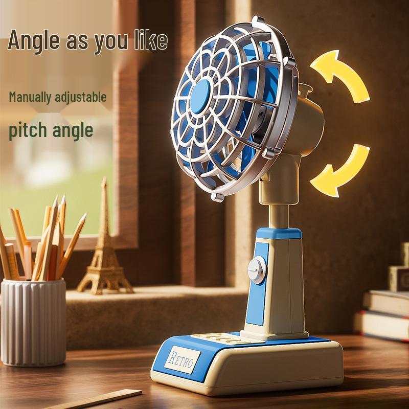 Retro USB Foldable Three-Speed Rechargeable Desktop Fan
