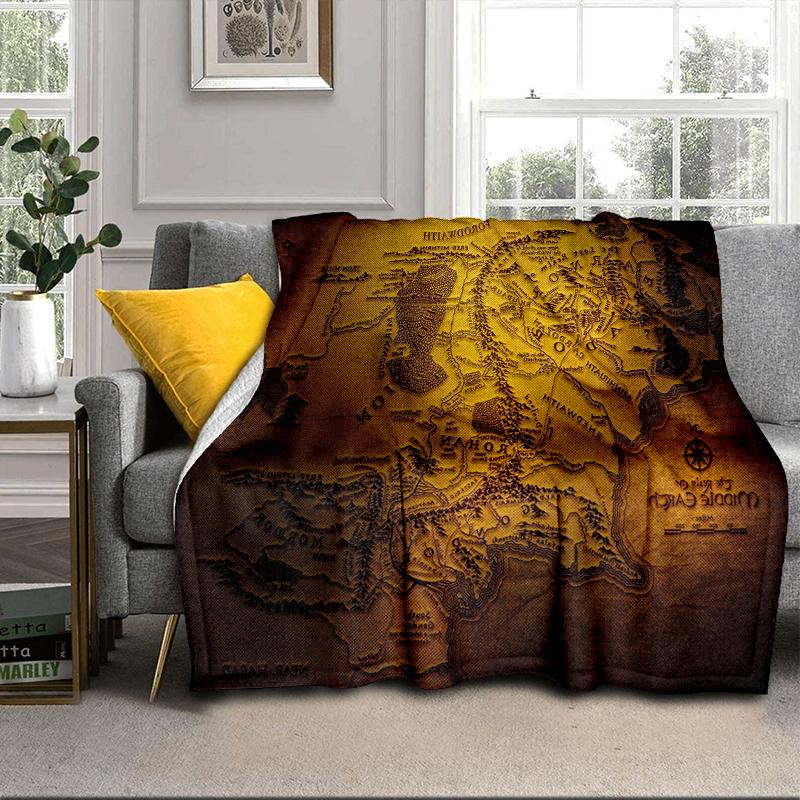 Middle-earth Map Adventure The Lord Blanket Flannel Blanket for Bed, Sofa, Camping, Hiking, Picnic Essentials, Gift for Family Fan Gifts
