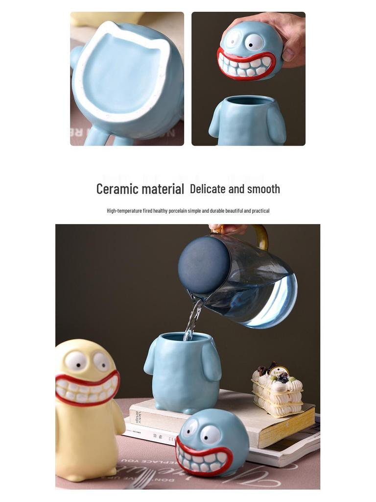 Quirky Handmade Big Mouth Monster Mug - Cute Ceramic Cup for Students, Birthday Gift, or Back to School Souvenir