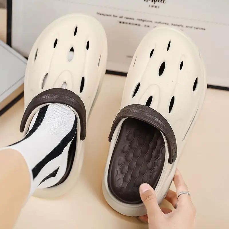 Fashion Hole Male Slipper Beach 2025 Fashion Clappers Shoe Rubber Summer Sale Adult Mascullino Casual Elegant Low Price Y2k Slides Men's