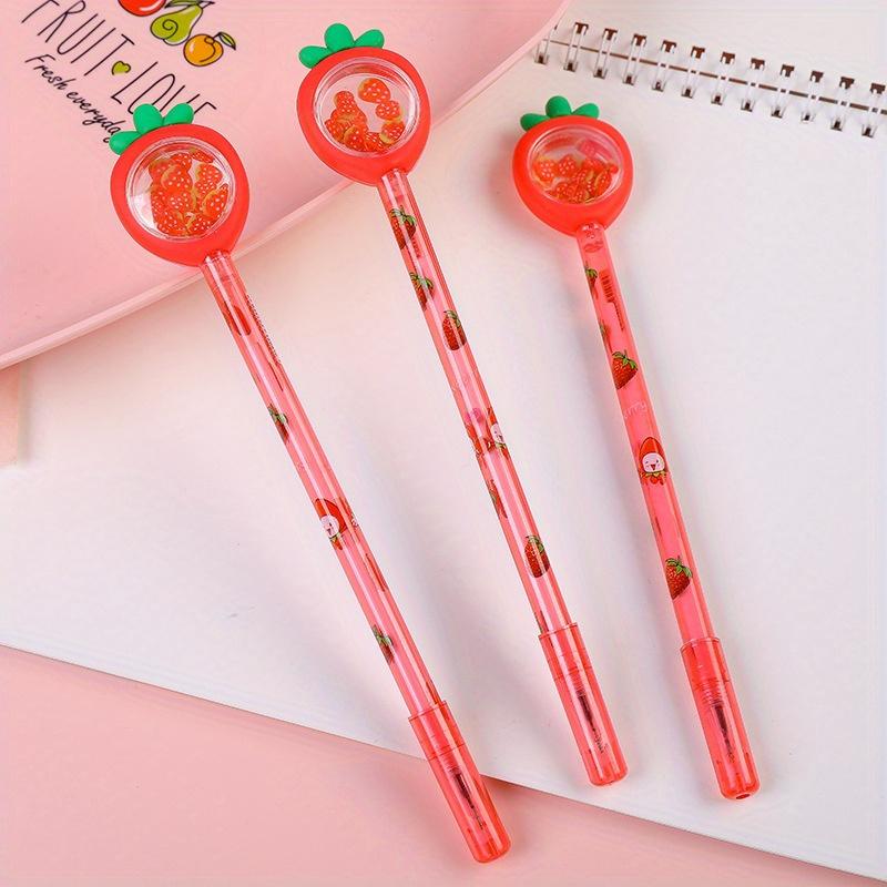 Back to school season 10pcs 0.5mm creative strawberry sequins neutral pen vegetable shape black fountain pen student gift prize stationery