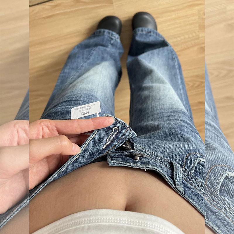 Übergröße Amerikanische Scharfe Mädchen Weite Beine Jeans - Neue Herbst Schlankmachende Gerade Hosen