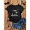 Damen Niedlicher Bär Herz Muster T-Shirt Sommer Rundhals Stoffmuster Mode Oberteile Tägliche Damenbekleidung
