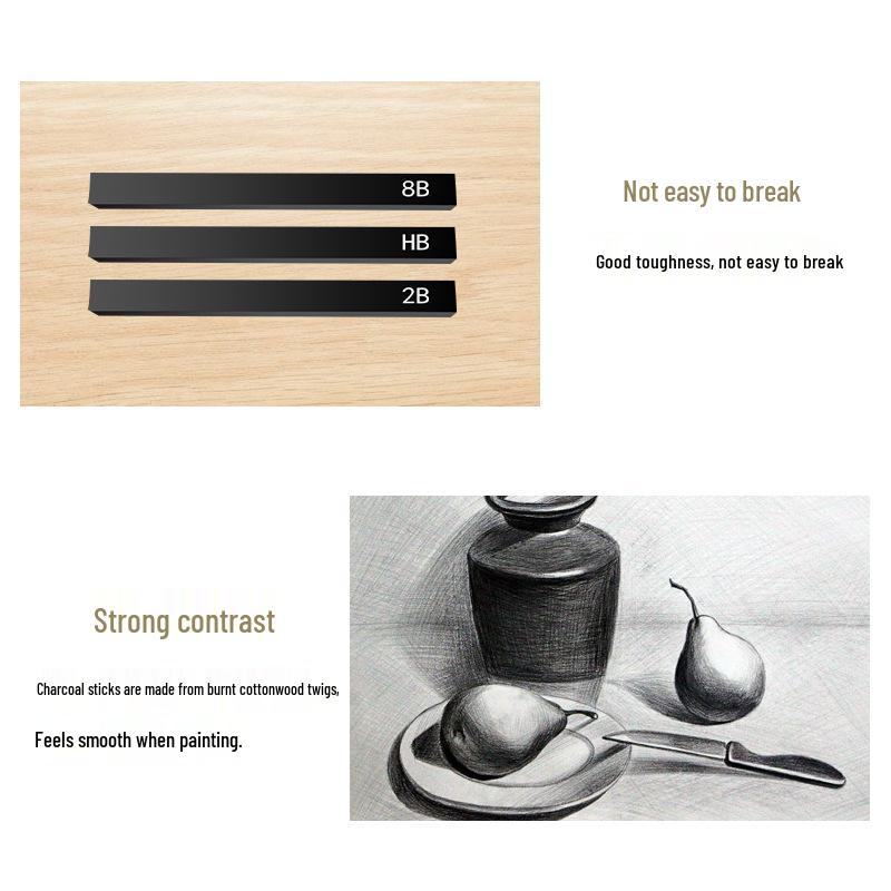 6-Piece Carbon & Charcoal Pencil Set for Sketching - Multiple Styles Available