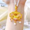 Ruyi Lotus Double Fish Gold Pendant Necklace