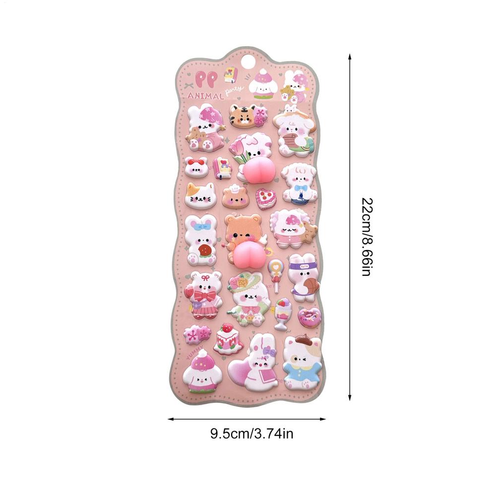 

Cute 3D Stickers Animal Decals Scrapbooking Supplies Small Bunny Soft Bubble Stickers for Kids Friends Indoor Outdoor Fridge Car