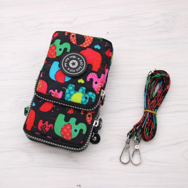 Nylon Schulter-Crossbody-Handytasche für Damen, Sport Laufen Mehrschichtige Reißverschlusstasche Armbandtasche, Clutch Münzbörse, Schlüsselhalter