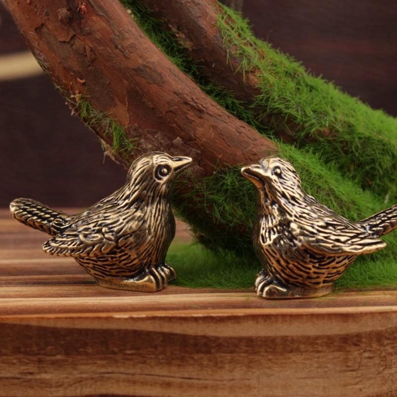 Elegant Brass Sparrow Tea Pet - Intricately Detailed Solid Brass Bird Figurine Versatile Indoor/Outdoor Decor Piece