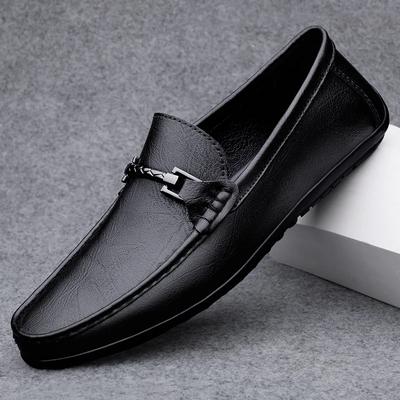 Zapatos casuales de cuero genuino para hombre, mocasines planos para caminar, de primavera y verano, negros y marrones, de lujo, sin cordones, para negocios, tallas 38-46
