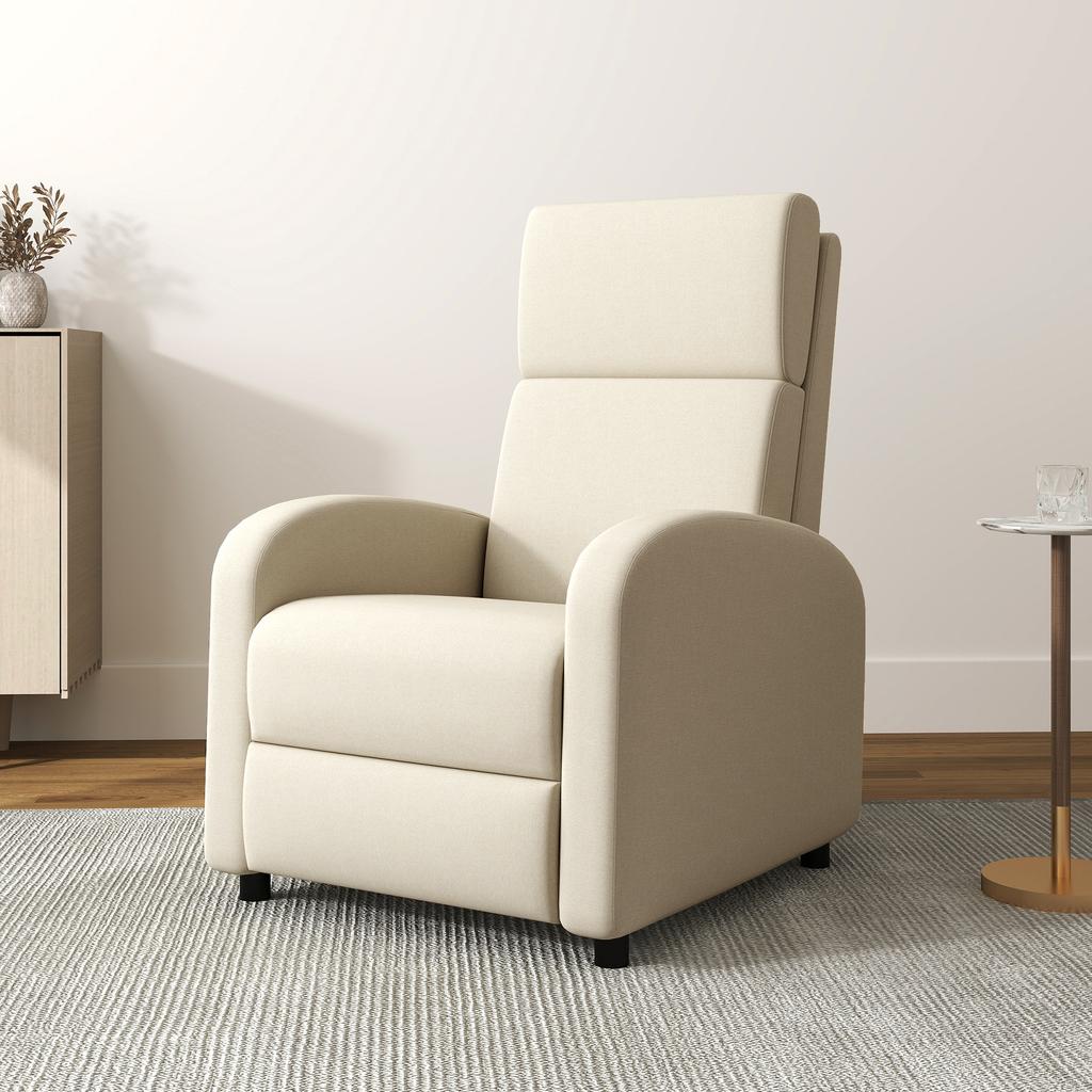 Relax Armchair TV Chair Foldable Footrest Reclining Up To 160 Degrees 64 X 86 X 102 Cm Cream