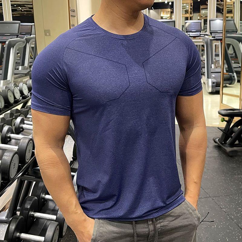 Mens Grey Quick-Dry Short Sleeve Workout T-Shirt