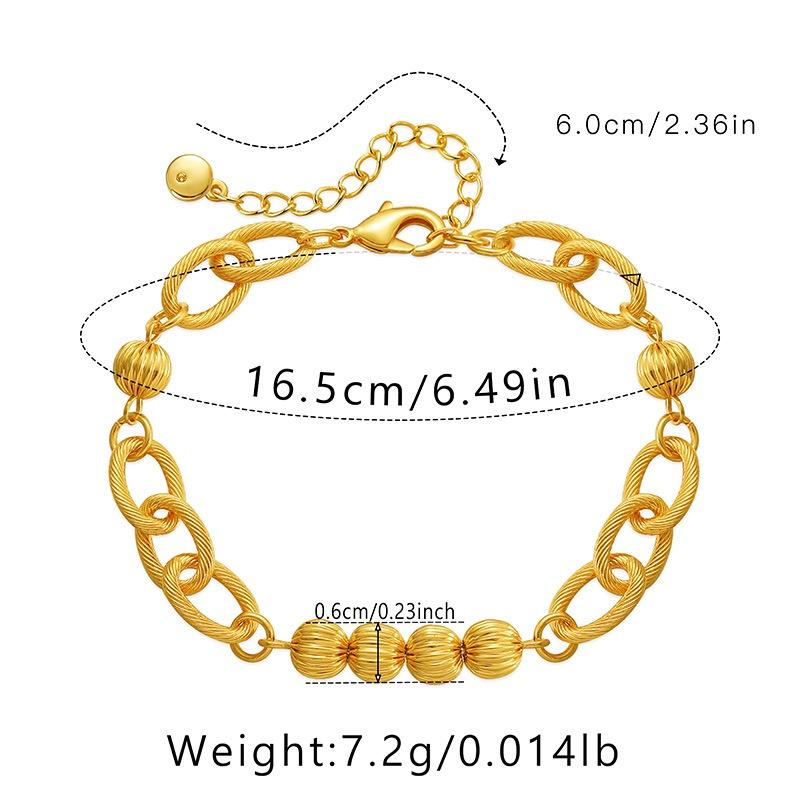 18K Gold-Plated Color-Preserving Geometric Round Bracelet for Women Fashion Metallic O-Shaped Chain Thick Chain Bracelet Jewelry