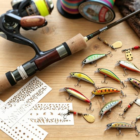 6 stk./Sæt Fiskebait Maleskabelon, Genanvendelige Plastik Malestencils, Gennemsigtig PVC Vaskbart Udskåret Mønster Fiskeswimmer Kunsttilbehør