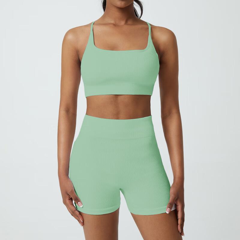 Seamless Ribbed Yoga Jumpsuit with Chest Pad