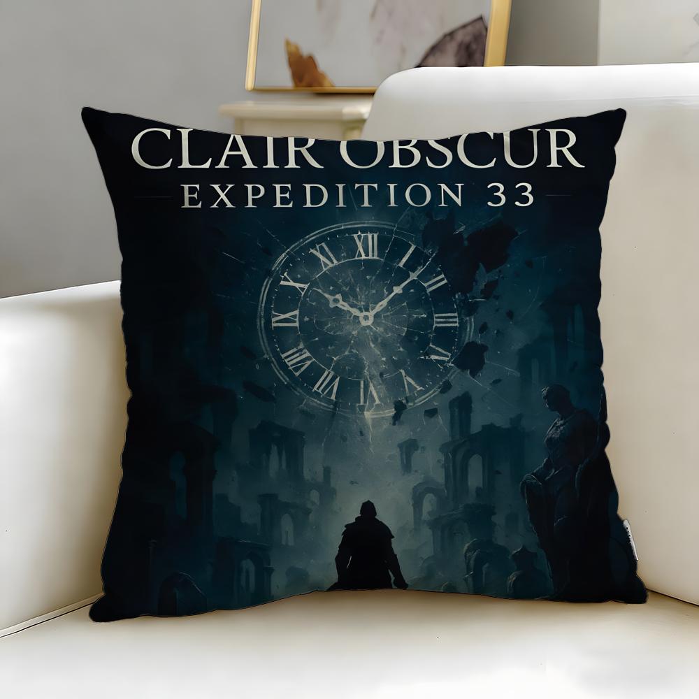 game Clair Obscur Expedition 33 Cushion Cover Soft  EasyWash Pillow Case  Versatile for Couch Bed Travel and Office
