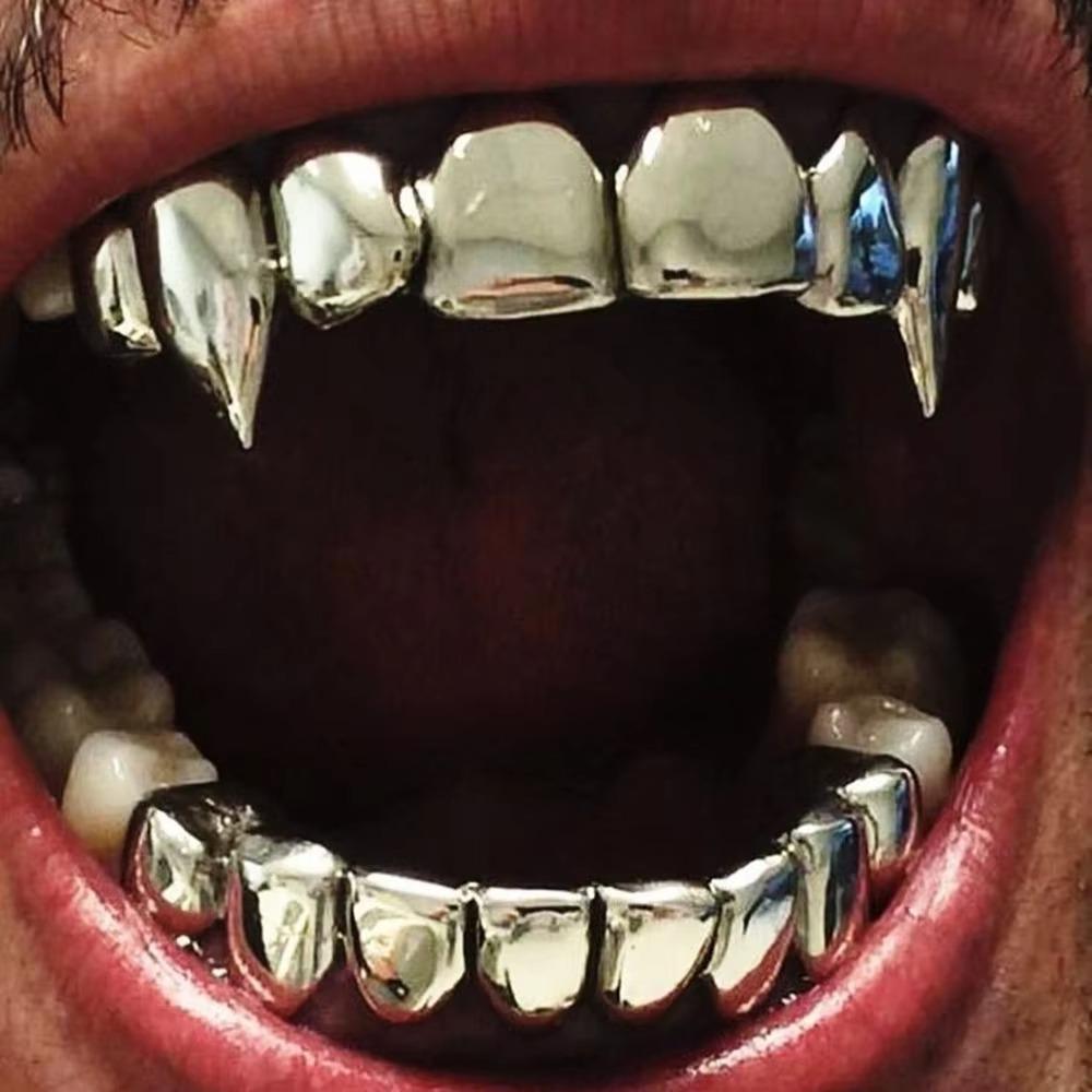 18K Gold Fangs Glossy Teeth Hip Hop Teeth Jewelry Trendy Mouth Tooth Caps Events