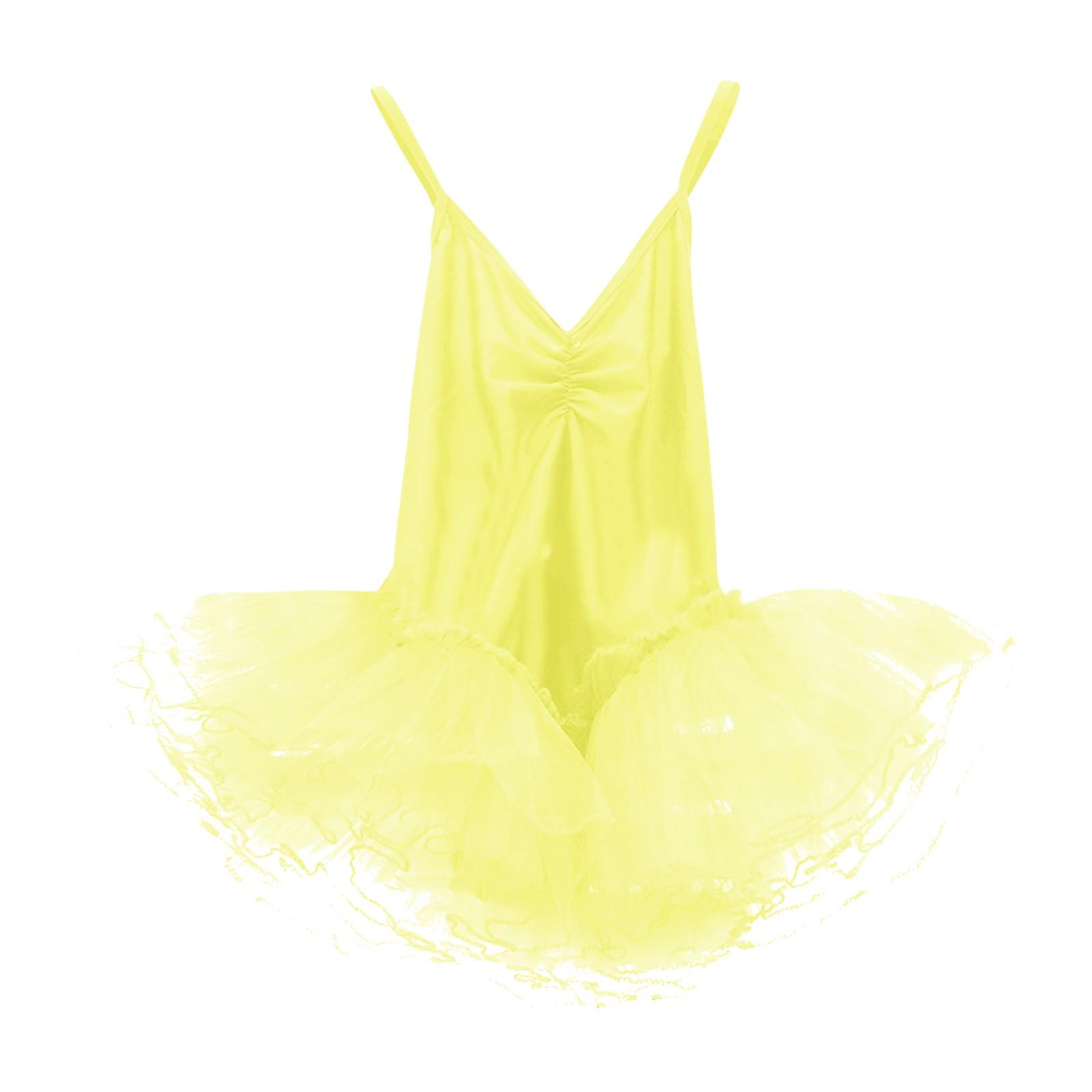 

Детское танцевальное платье с подтяжками, балетное платье 140 жёлтый